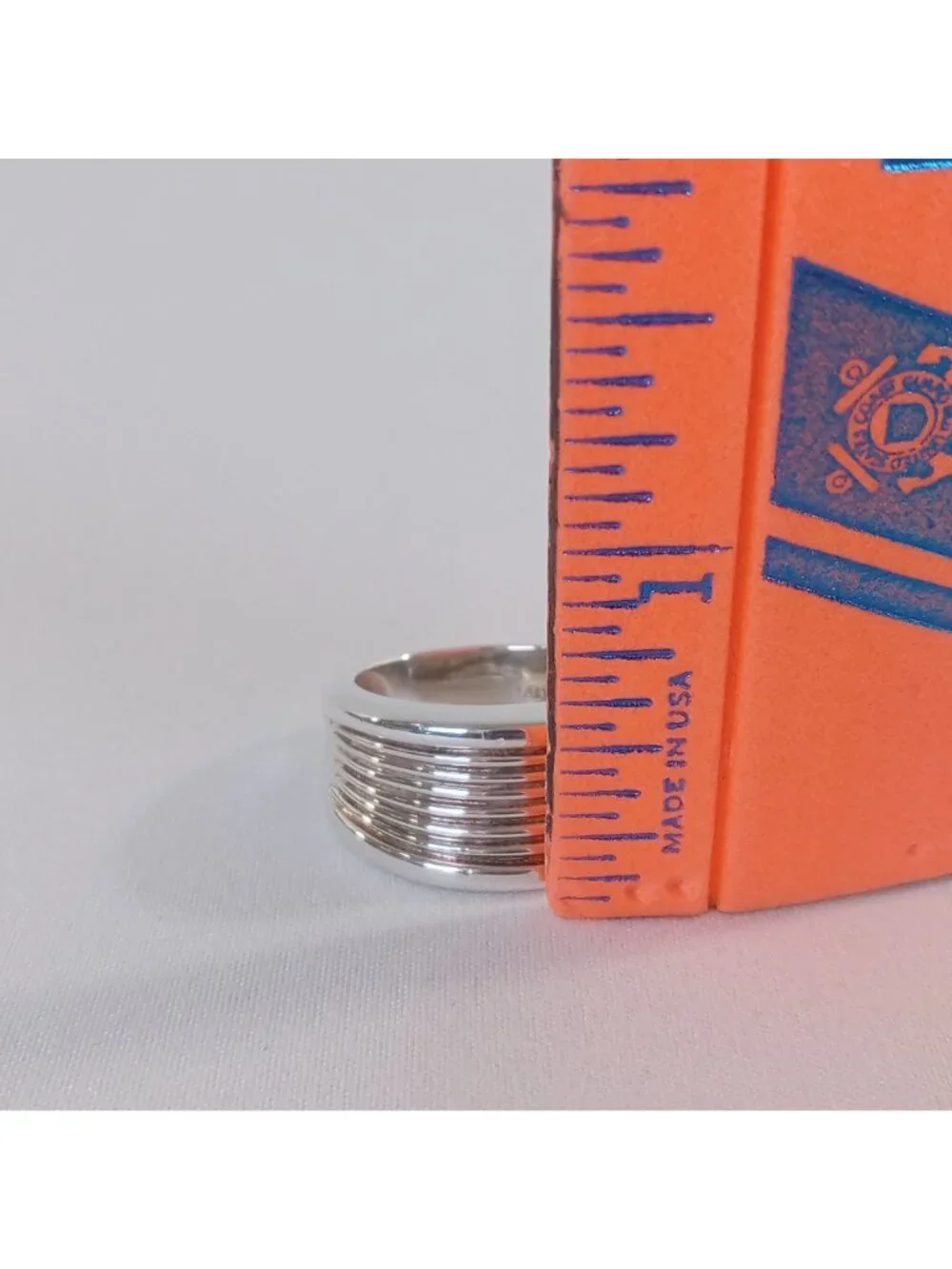 MILOR Italy 925 Sterling Silver Wide Ribbed Band Ring Size US 7 Unisex